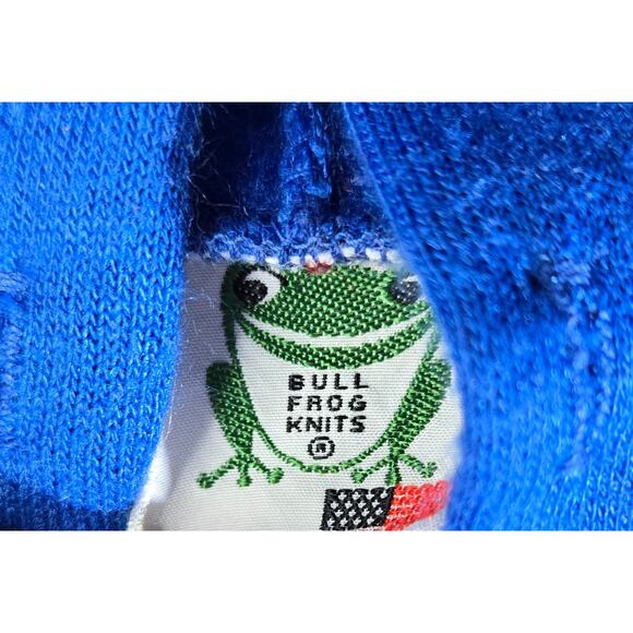 Bull Frog Knits Sweatsuit Blue Orange 12 Month Hoodie Sweatpants 1980s - Picture 2 of 11